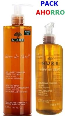 parafarmacia comprar NUXE Reve de miel gel lavant surgras  400 ml + NUXE Reve de miel champu 300 ml. PACK AHORRO
